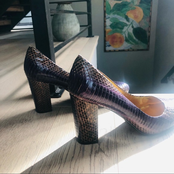 BCBG Purple Textured Rattlesnake Block High Heels - Picture 8 of 12